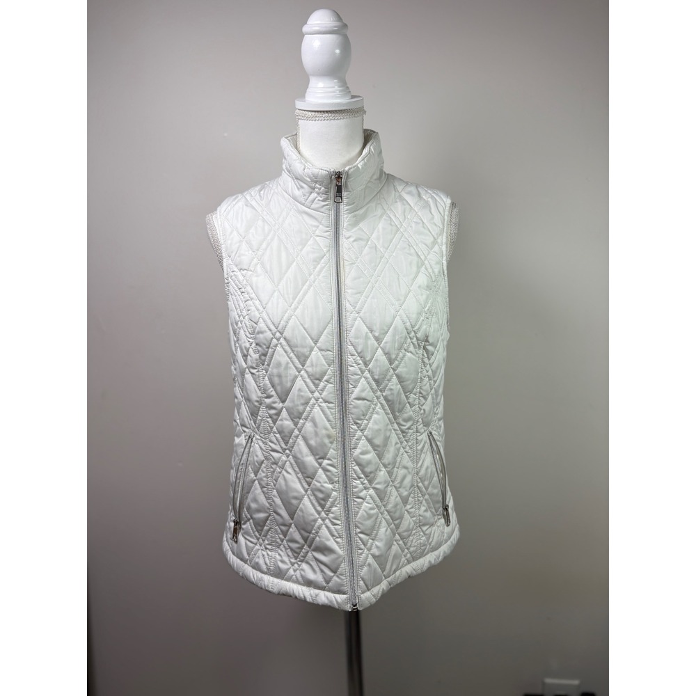 Black Rivet Womens White Quilted Puffer Vest Collar Size Medium RN 54163